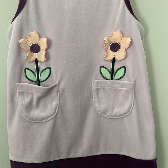 Butterscotch Sleeveless Velour Dress with Flowers in Size 2T - Picture 3 of 5